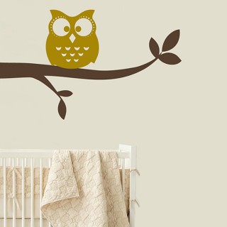 Owl on Branch Wall Sticker